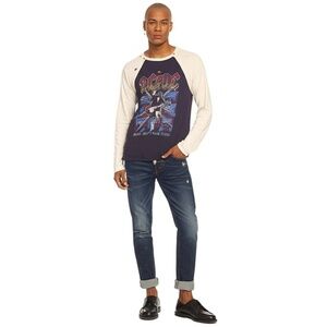 NWT AC/DC Blow Up Your Video Graphic Raglan Distressed Vintage T-Shirt Small